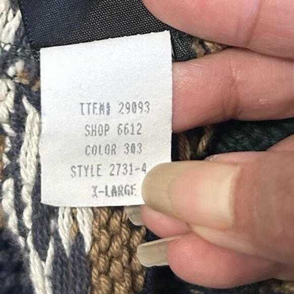 VTG 90s Eddie Bauer Mens XL Chunky Knit Striped Brown Black Sweater Cotton USA - Picture 7 of 7